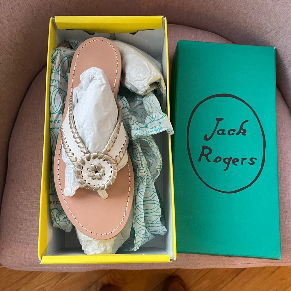 Jack Rodger white and gold sandles